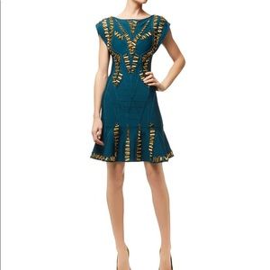 Alyona beaded flounce dress Herve Leger